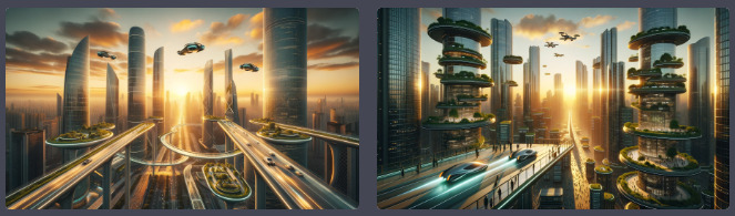AIデザインチャレンジ:未来都市の朝の風景 – 11月1日のベストショット 