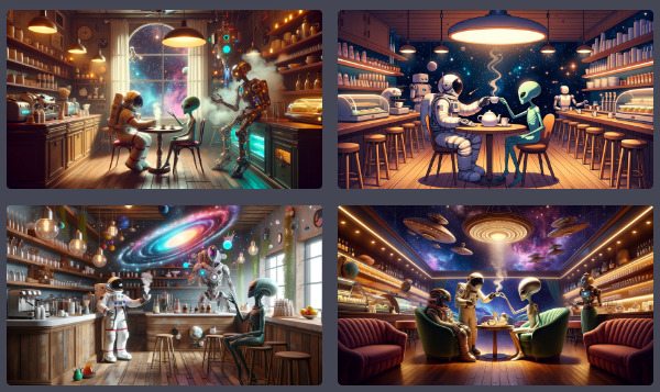 AIデザインチャレンジ:宇宙のカフェでの出会い – 10月23日のベストショット 